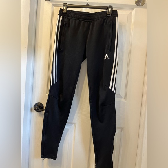 adidas Pants - Adidas, black warm up pants, size small, zippered pockets and zippered ankles